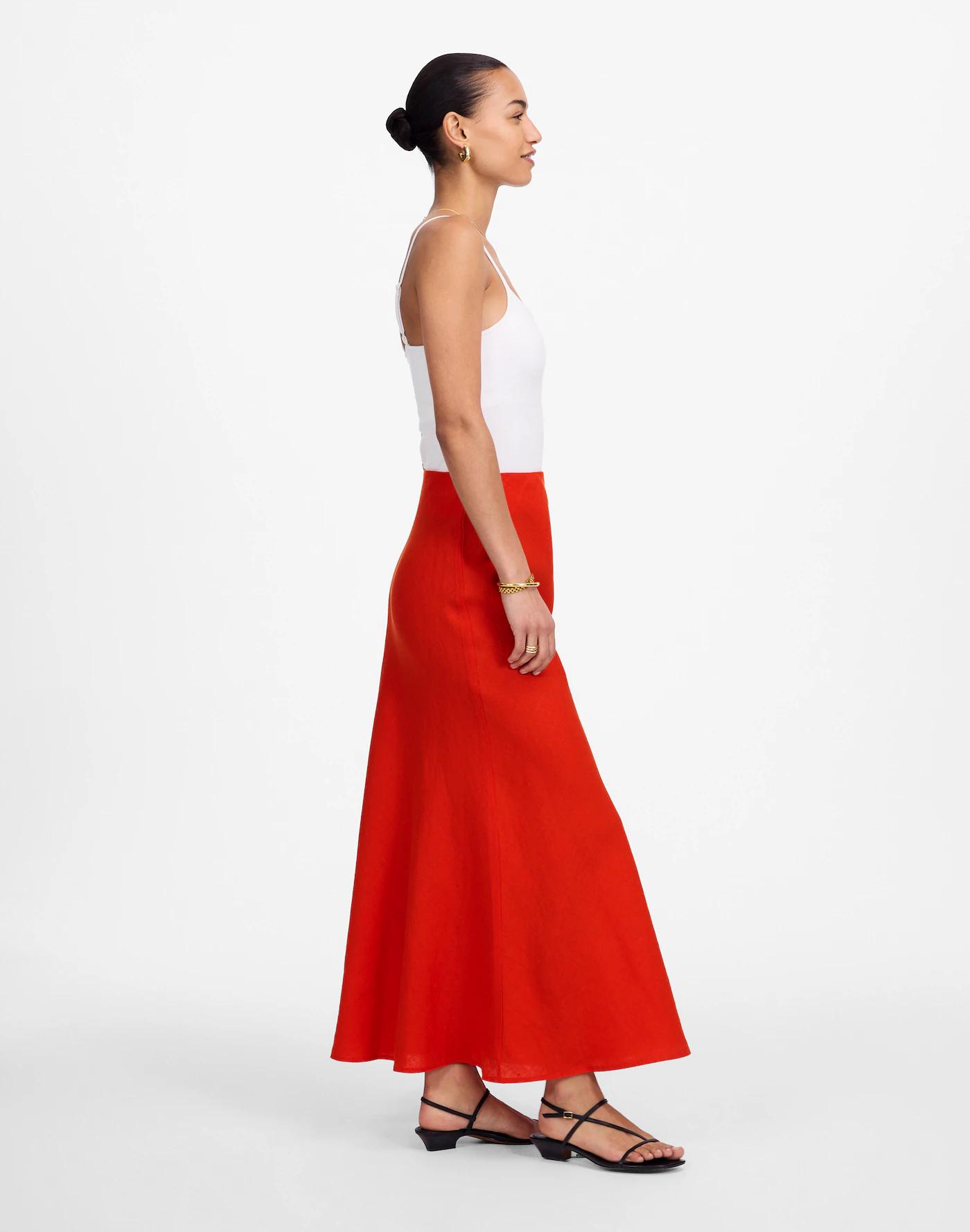 Linen Maxi Slip Skirt Product Image