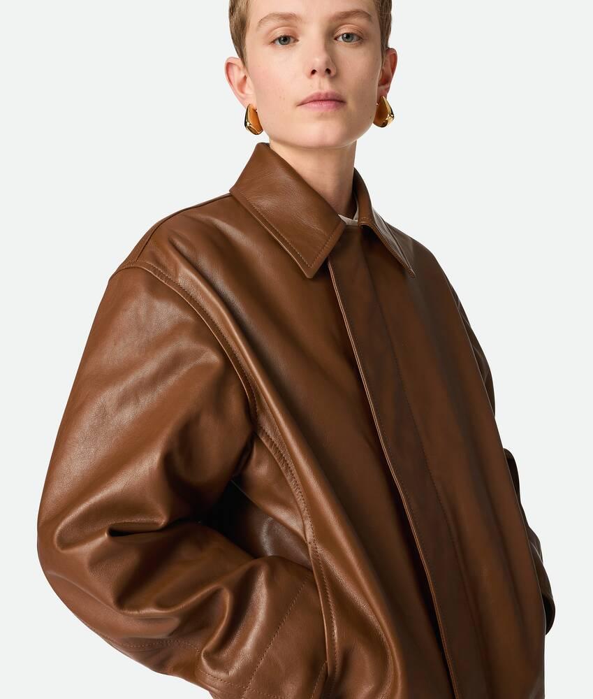 Women's Leather Blouson  in Toffee Product Image
