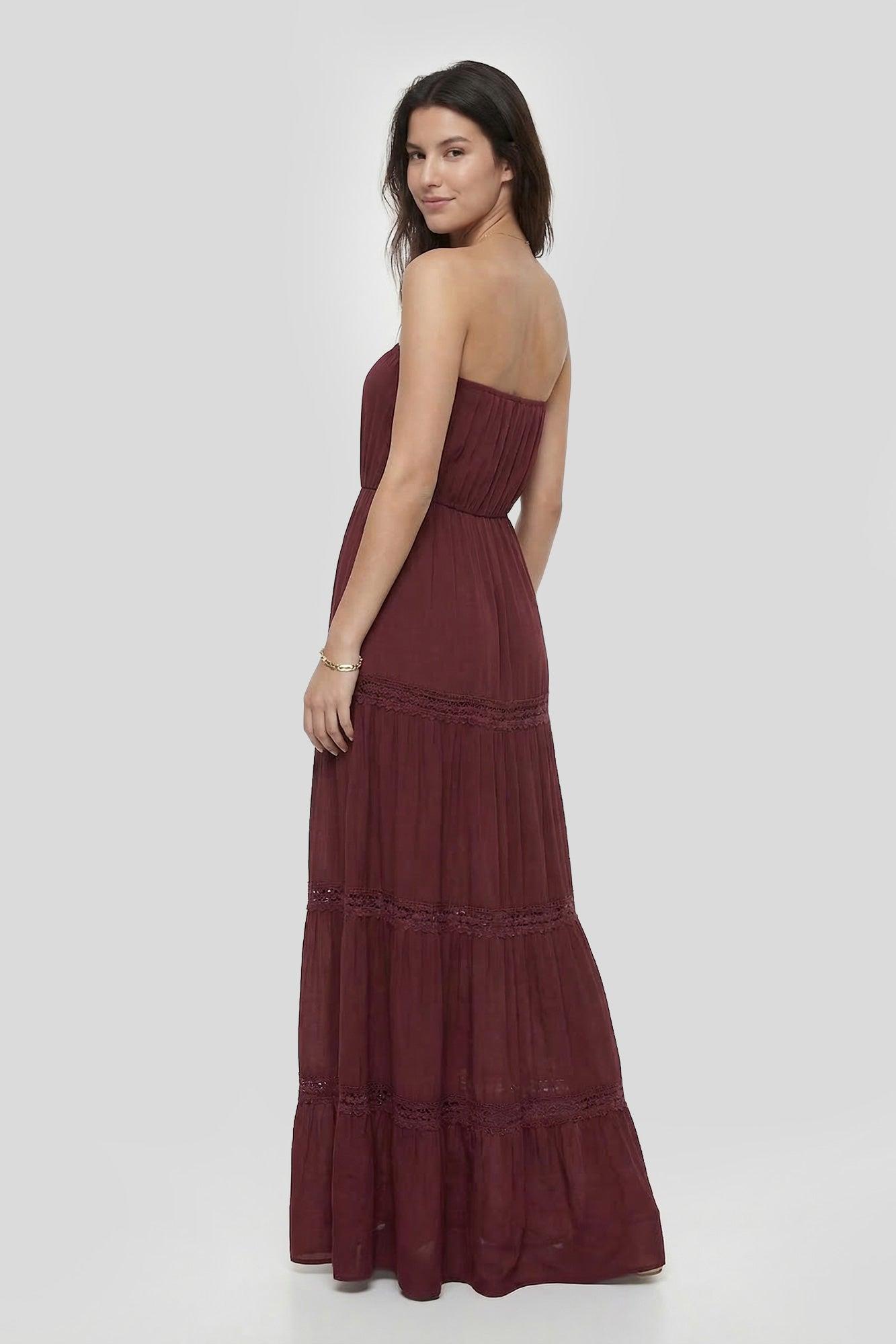 Lace Trim Strapless Maxi Dress Female Product Image