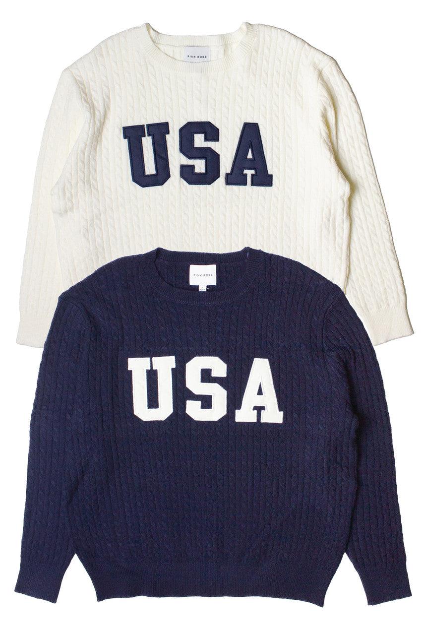 Cable Knit USA Sweater Product Image