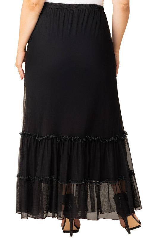 Isla Tiered Mesh Maxi Skirt - Plus Product Image