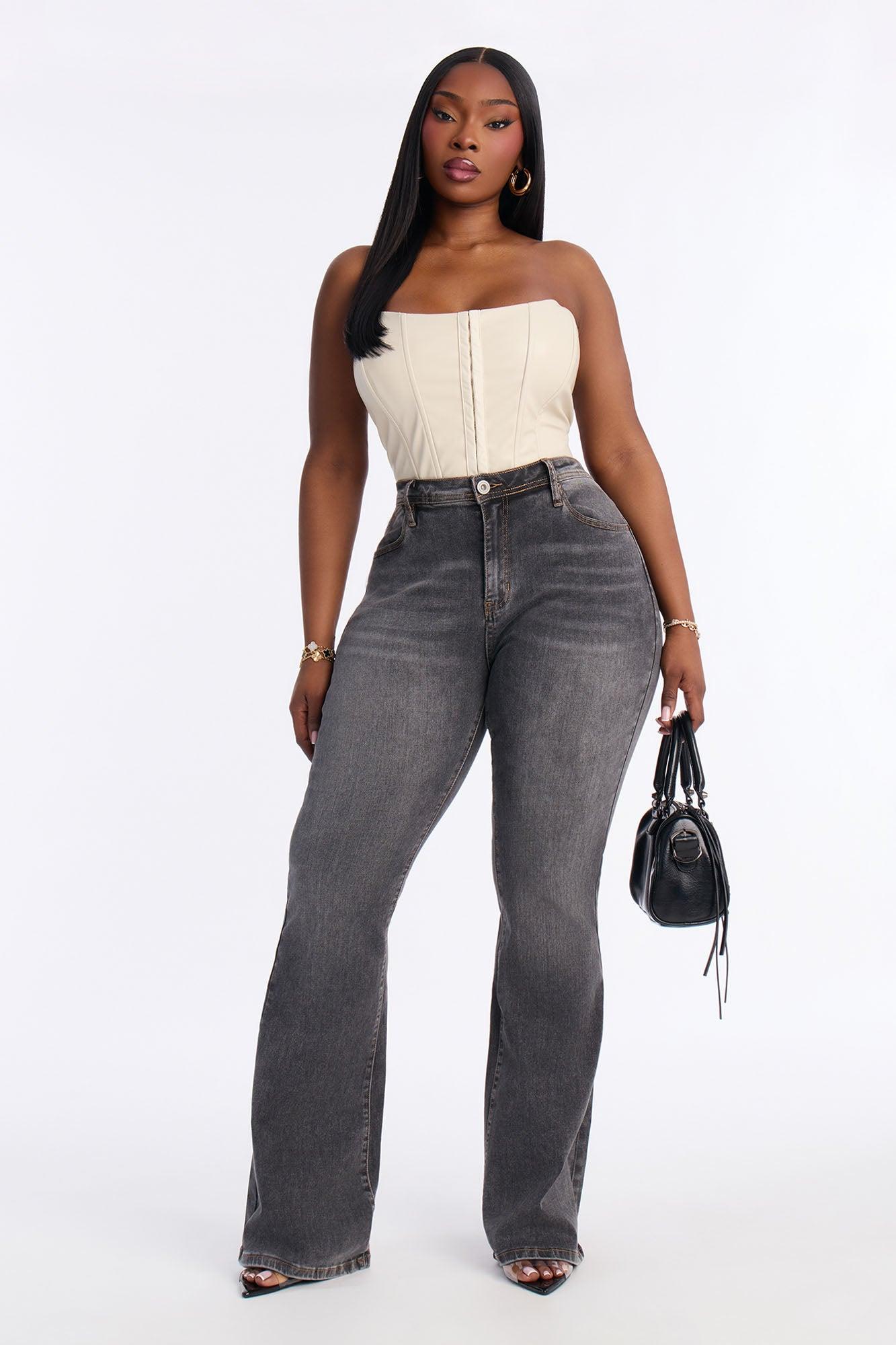 Wax And Wane Everyday Stretch Flare Jeans - Grey Female Product Image