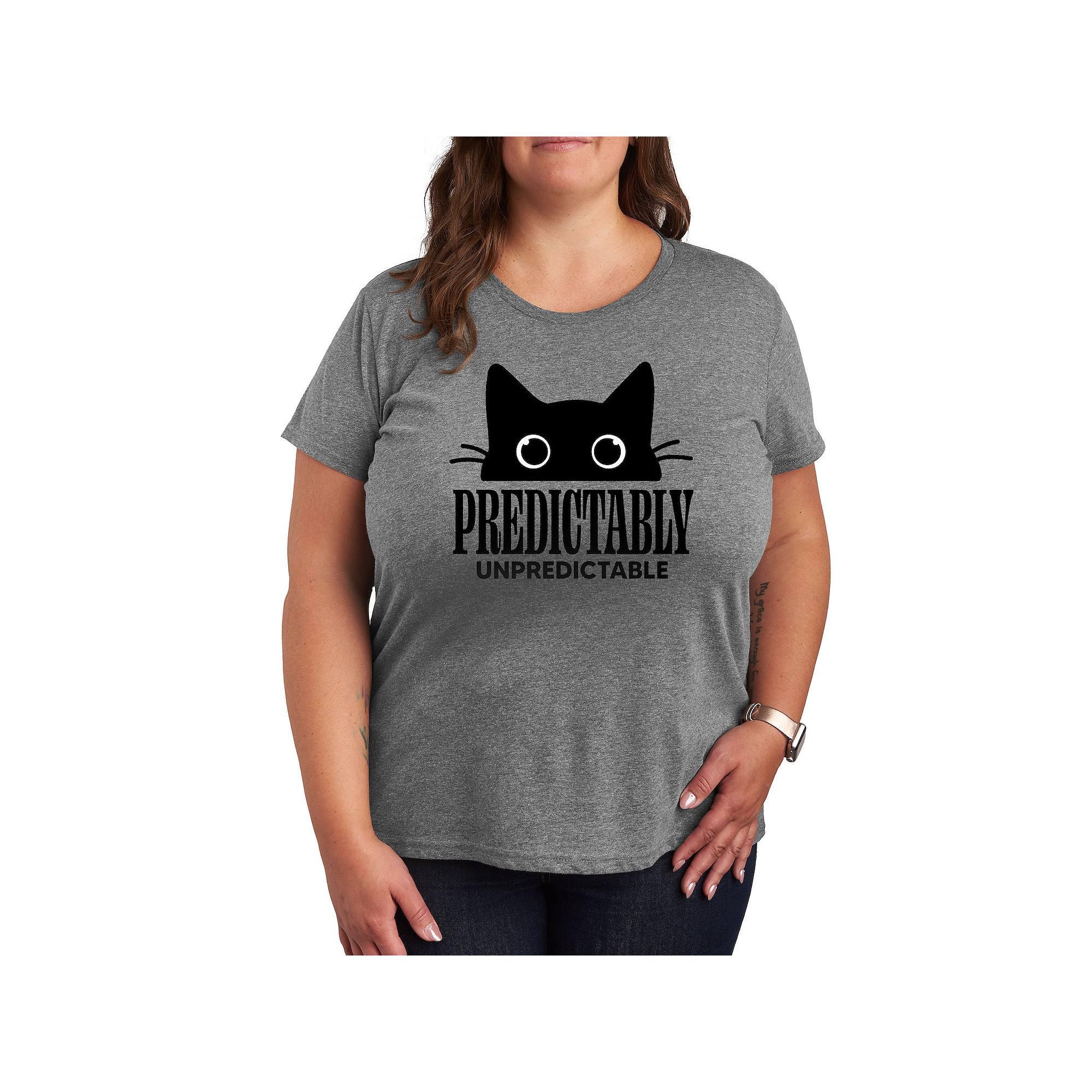 Plus Predictably Unpredictable Cat Graphic Tee, Women's,  Product Image
