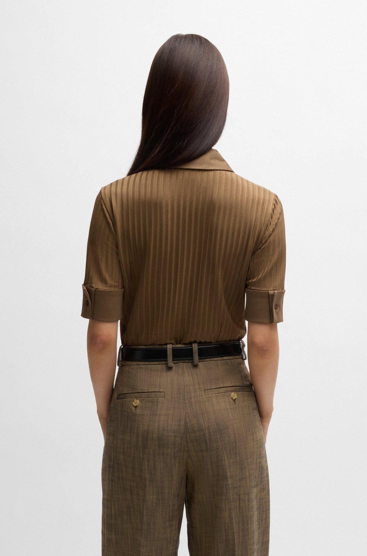 Ribbed polo-collar T-shirt with plain trims Product Image