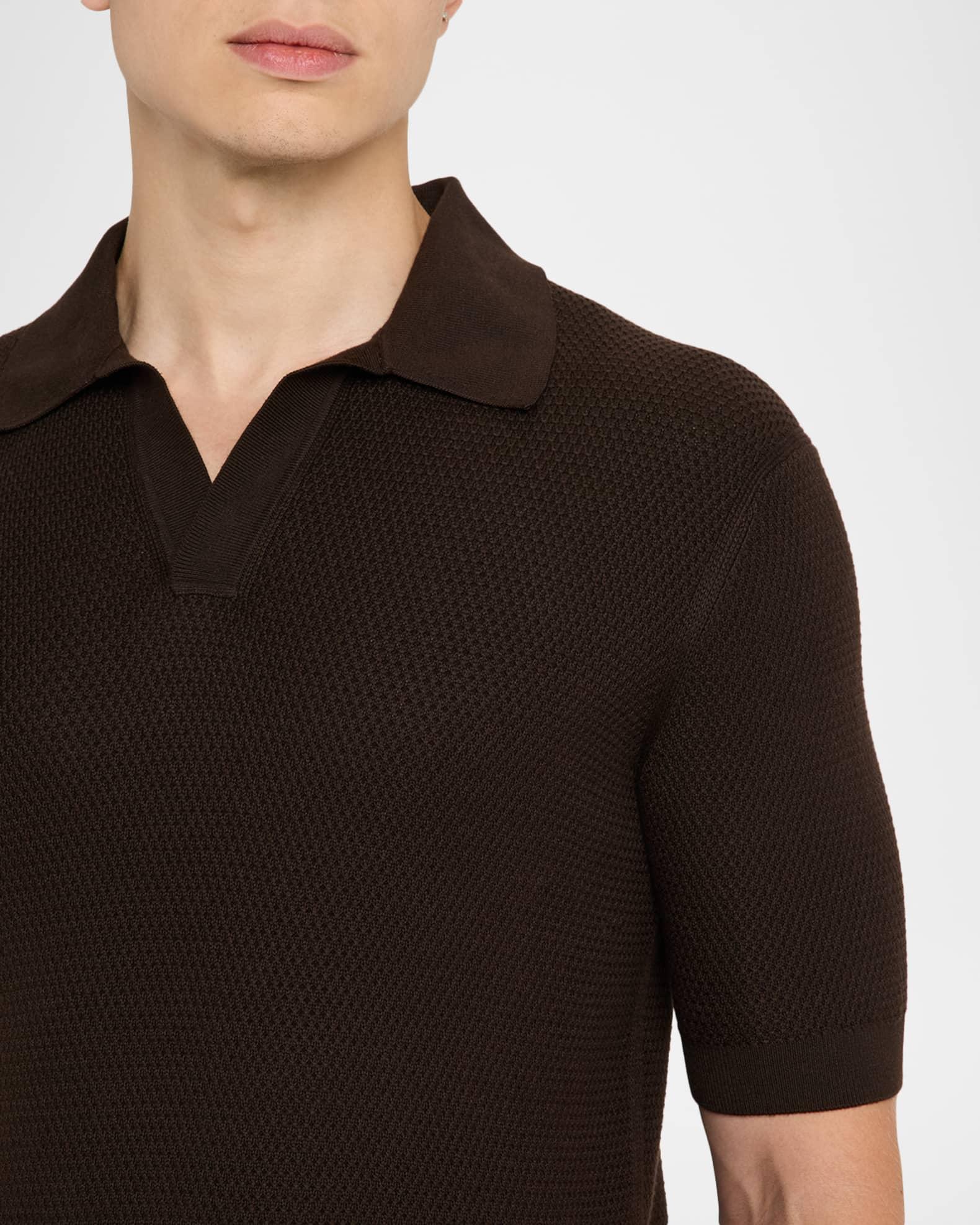 Men's Textured Johnny Collar Short-Sleeve Polo Sweater Product Image