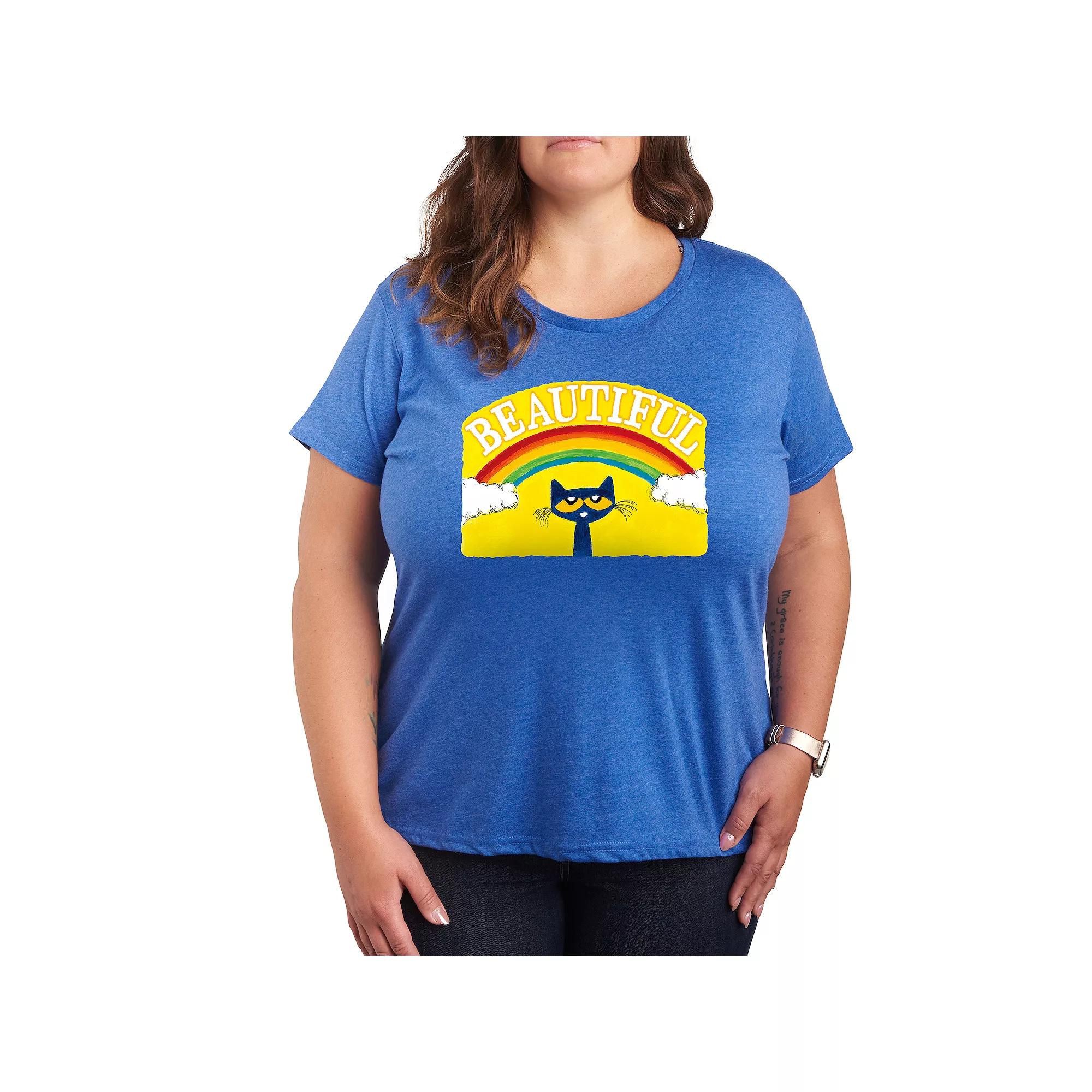 Plus Pete the Cat Beautiful Rainbow Graphic Tee, Women's,  Product Image