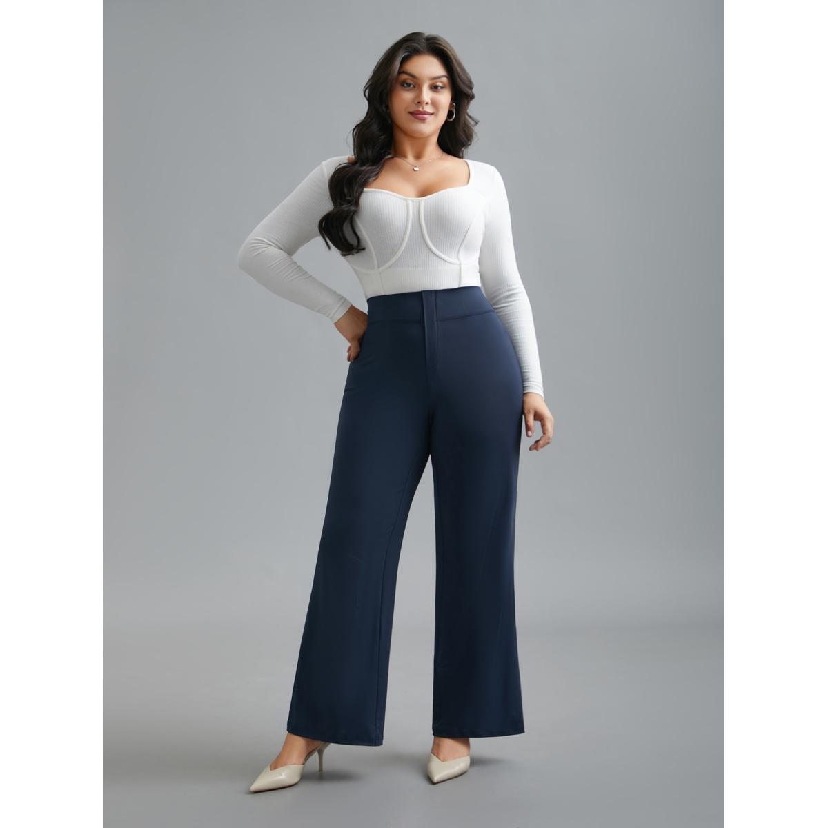 Plus Size Stretchy Waist Plain Bootcut Leggings Women Midnight Elegant High stretch Bootcut Mid Rise Everyday Leggings BloomChic 26/4X Product Image