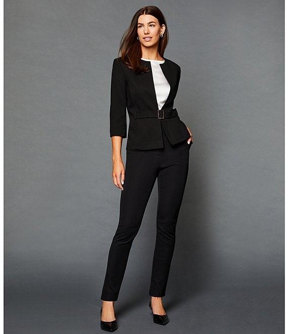 Preston & York Leigh Belted Crew Neck 3/4 Sleeve Blazer Product Image