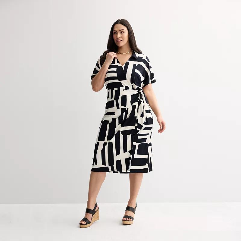 Plus Size Nine West Dolman Faux-Wrap Midi Dress, Womens Product Image