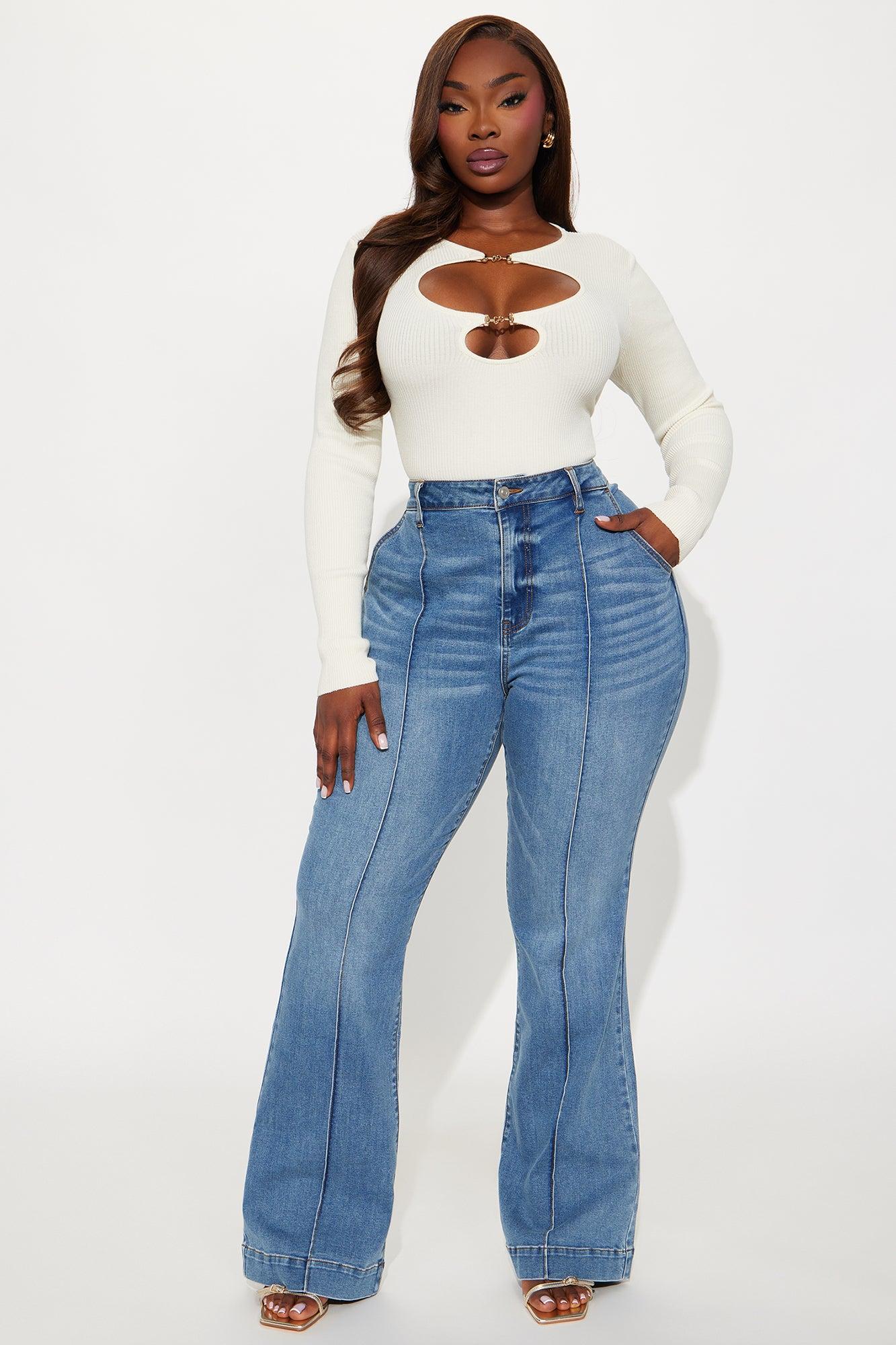 About Business Stretch Flare Trouser Jeans - Medium Wash Product Image