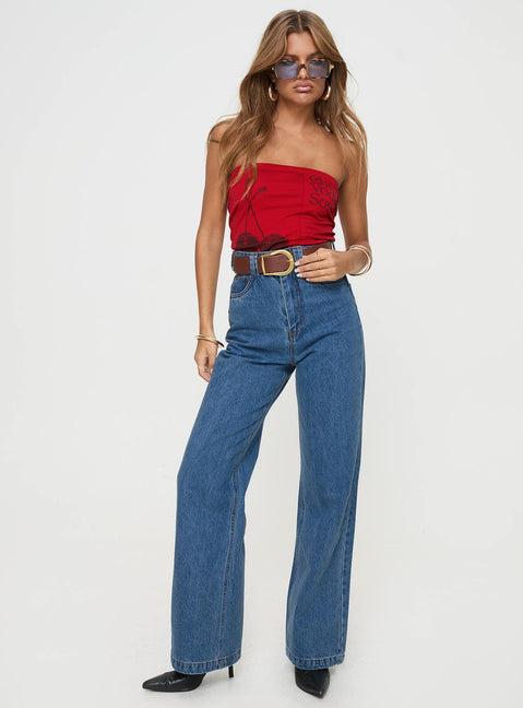 Zephee High Rise Wide Leg Jeans Light Wash Product Image