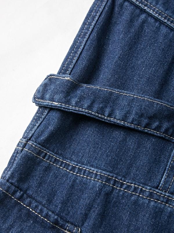 Punk Blue Wash Baggy Cargo Jeans Product Image