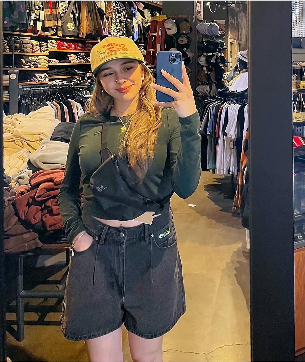 Empyre Tori Black Pleated Denim Skate Shorts Product Image