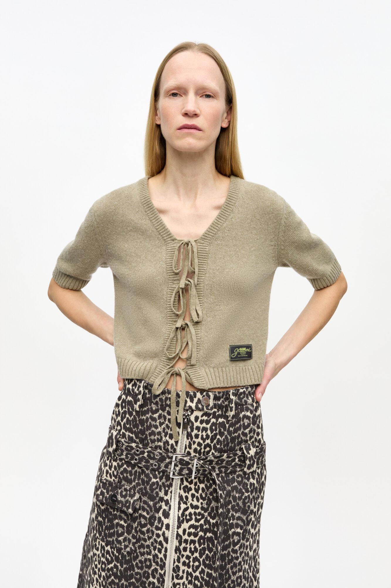 Brown Future Wool Mix Short Sleeve Cardigan Product Image