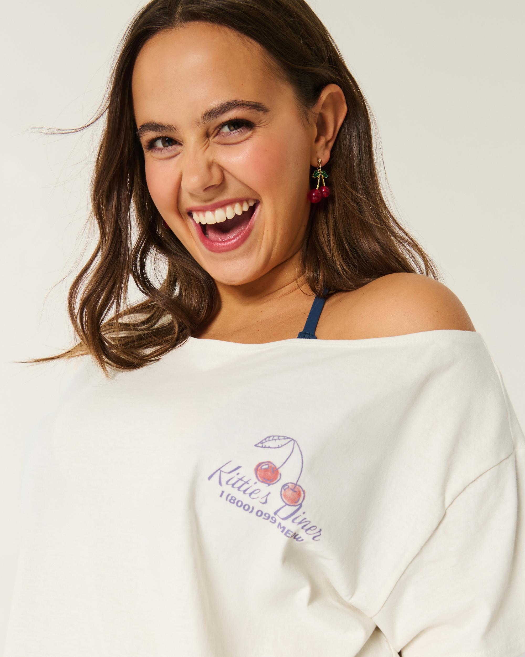 Easy Off-the-Shoulder Aloha Graphic Tee Product Image