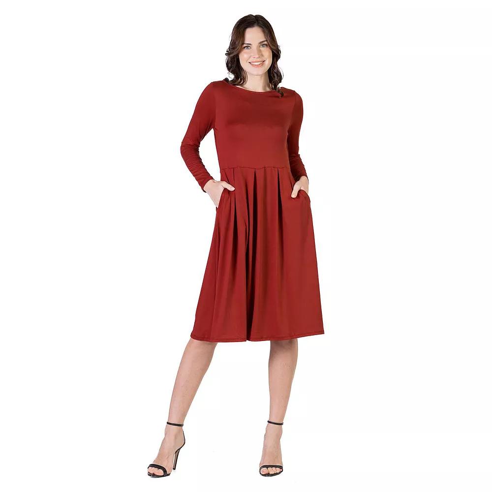 Women's 24Seven Comfort Apparel Fit & Flare Midi Dress,  Product Image