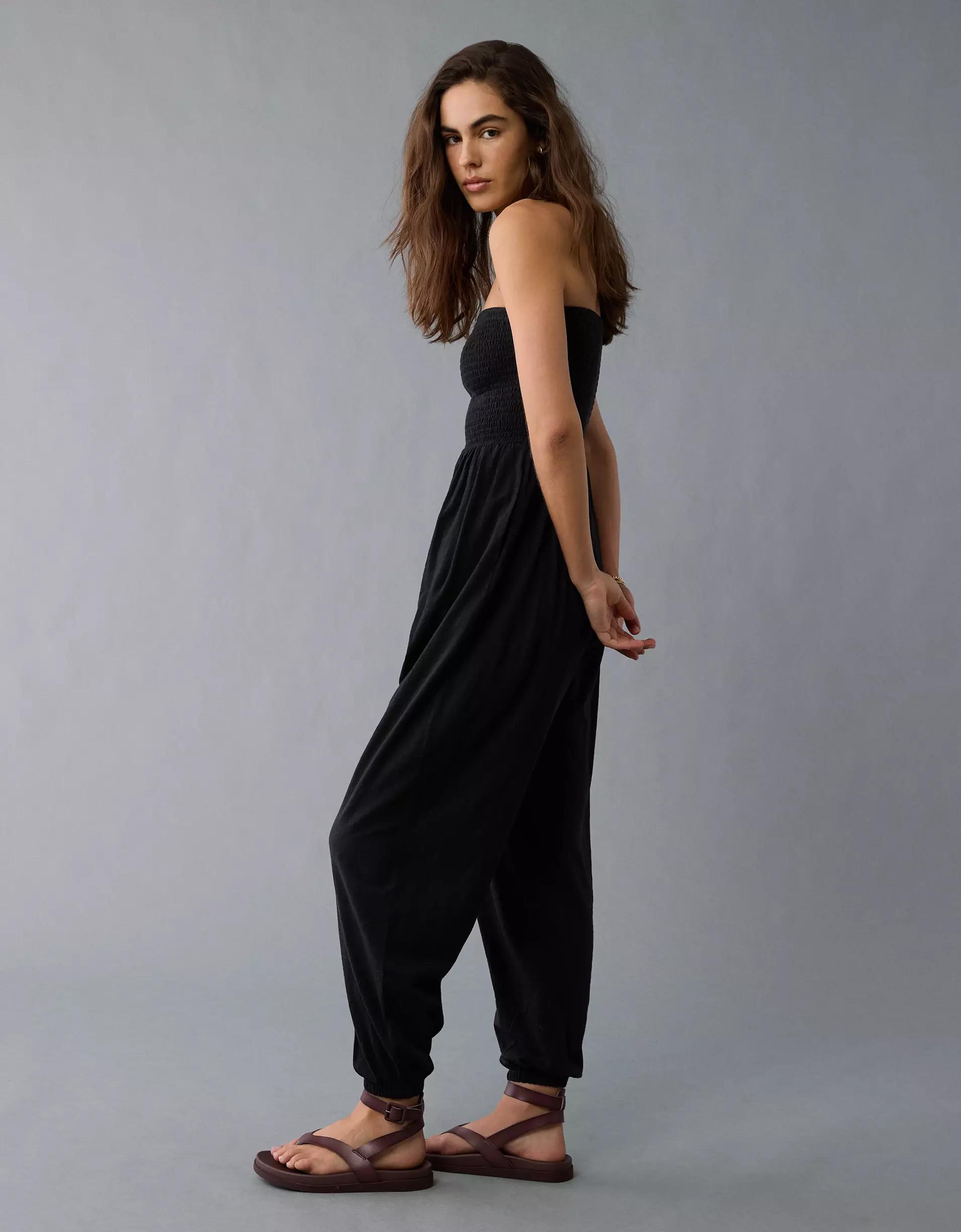 AE Sunchaser Knit Smocked Tube Jumpsuit Product Image