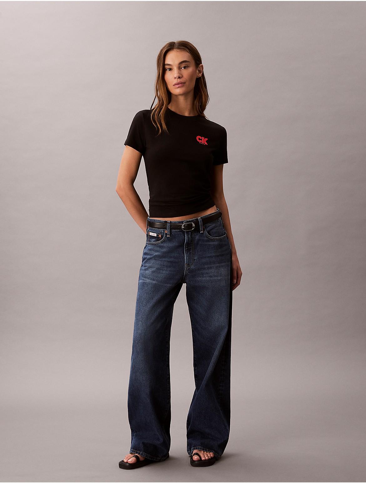 Calvin Klein Womens Monogram Logo 1968 Graphic Slim T-Shirt - Purple Product Image