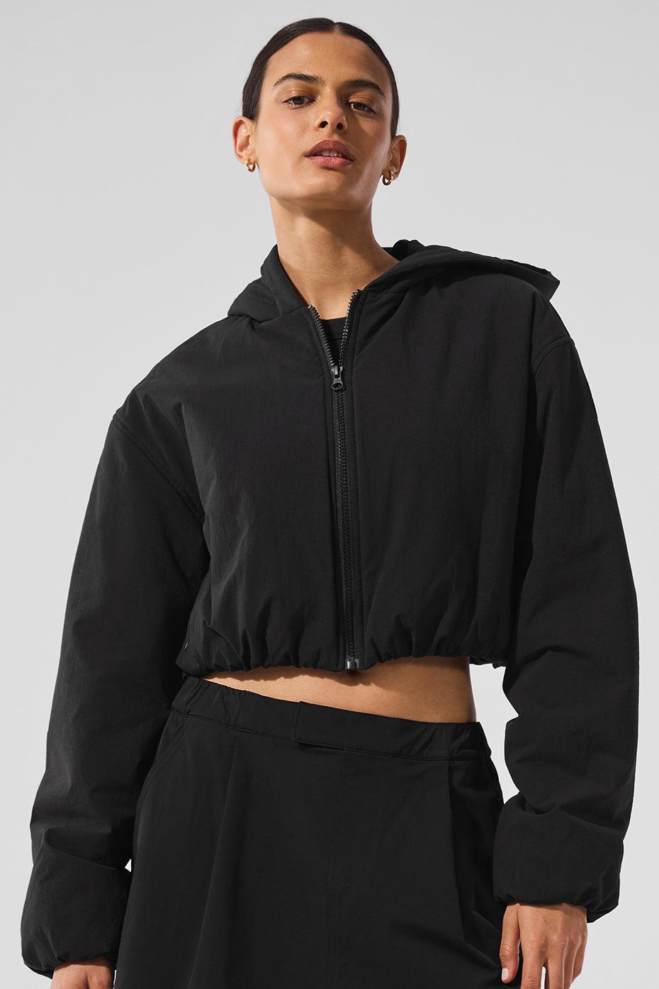 Cropped Mountain Peak Full-Zip Hoodie - Black Female Product Image