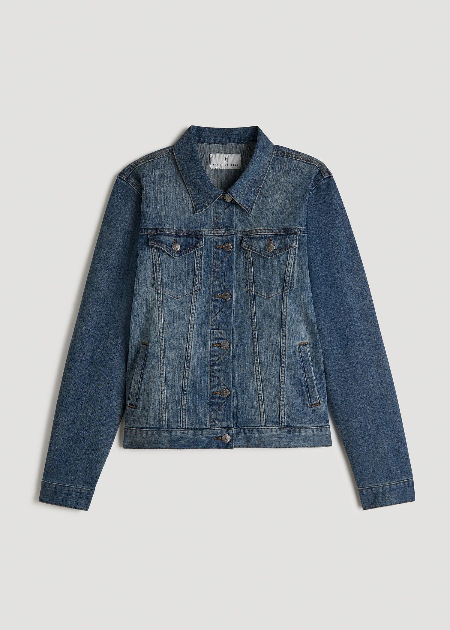 Denim Jacket for Tall Women in Vintage Medium Blue Female Product Image