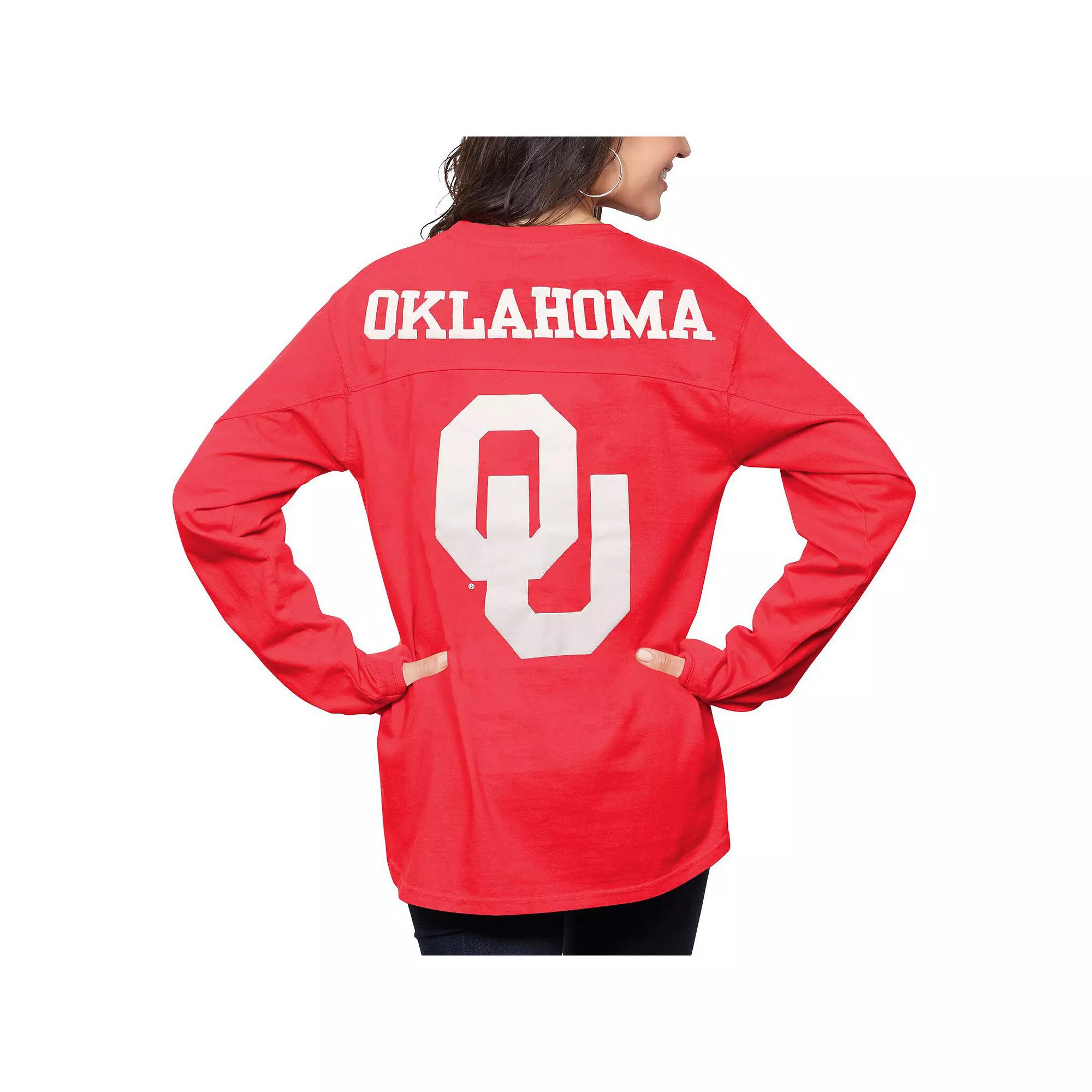 Women's Pressbox Crimson Oklahoma Sooners The Big Shirt Oversized Long Sleeve T-Shirt, Size: Medium, Red Product Image