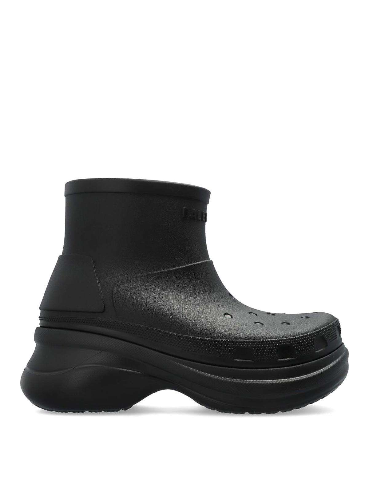 BALENCIAGA Black Crocs Edition Rubber Boots In 1000 Product Image