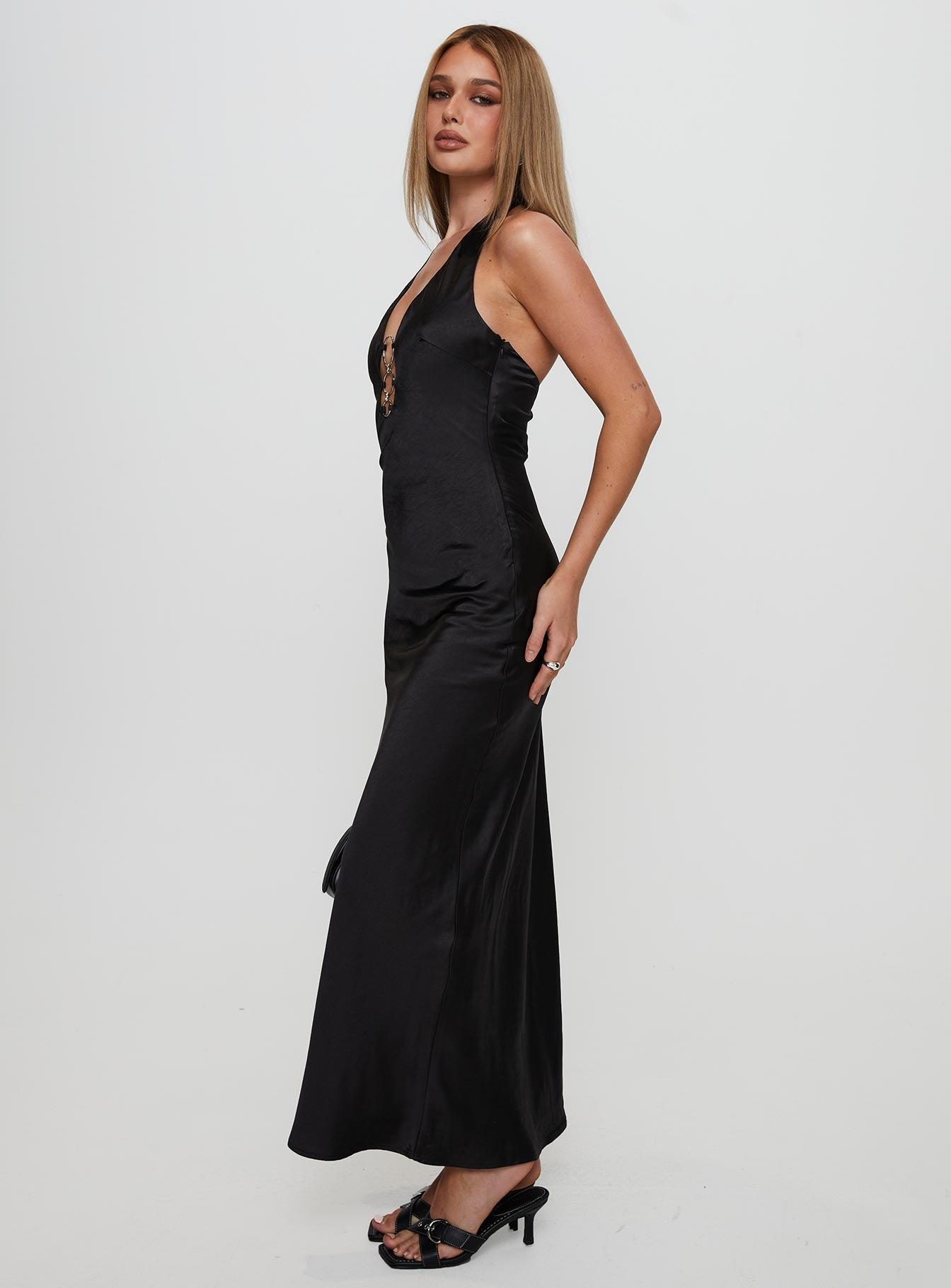 Vasilisa Halter Neck Maxi Dress Black Product Image