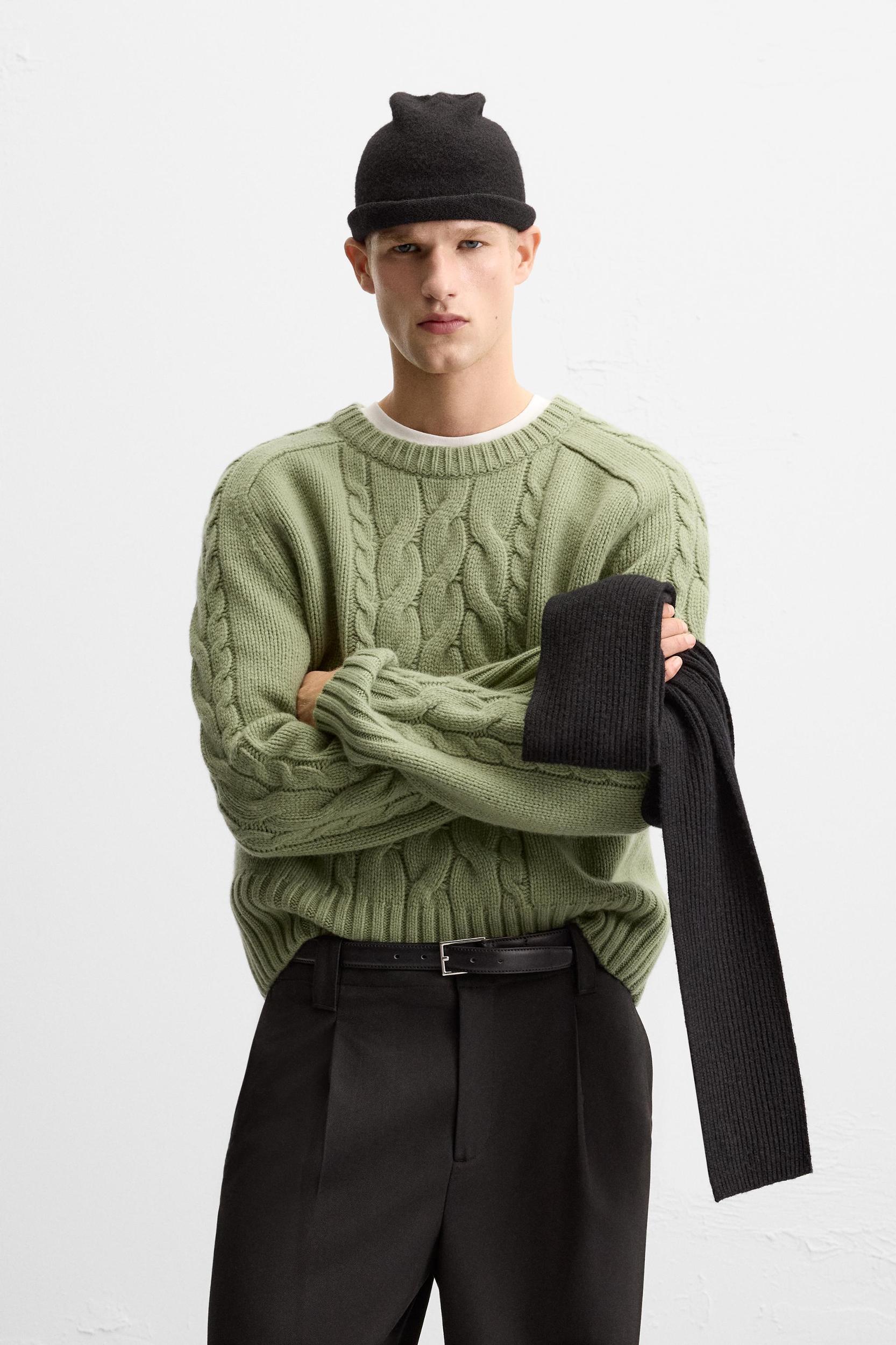 TEXTURED CABLE KNIT SWEATER Product Image