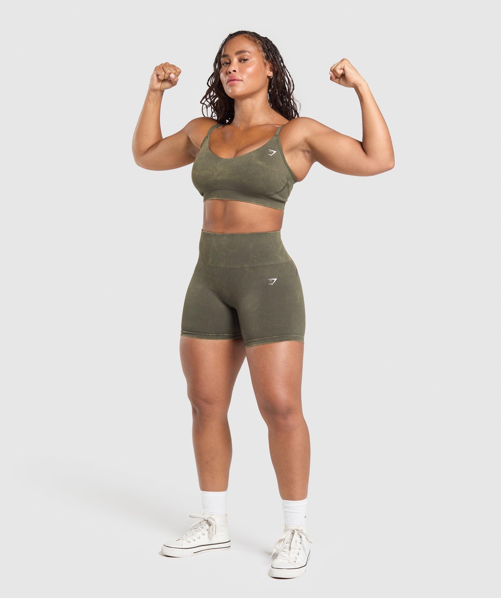 Gymshark Gains Seamless Washed Shorts - Strength Green Female Product Image