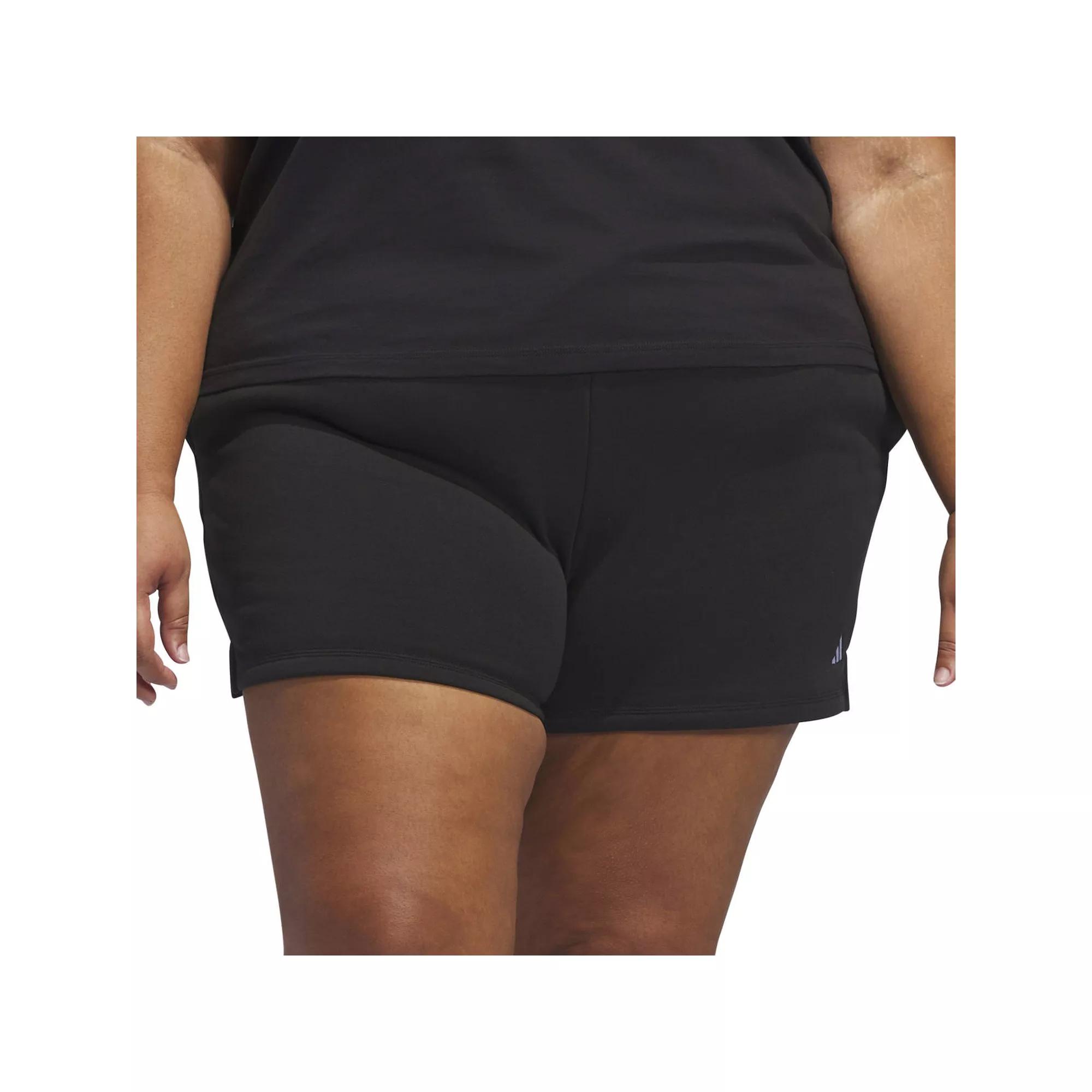 Plus Size adidas Essentials Small Logo Cozy Shorts, Women's, Size: 4XL, Black White Product Image