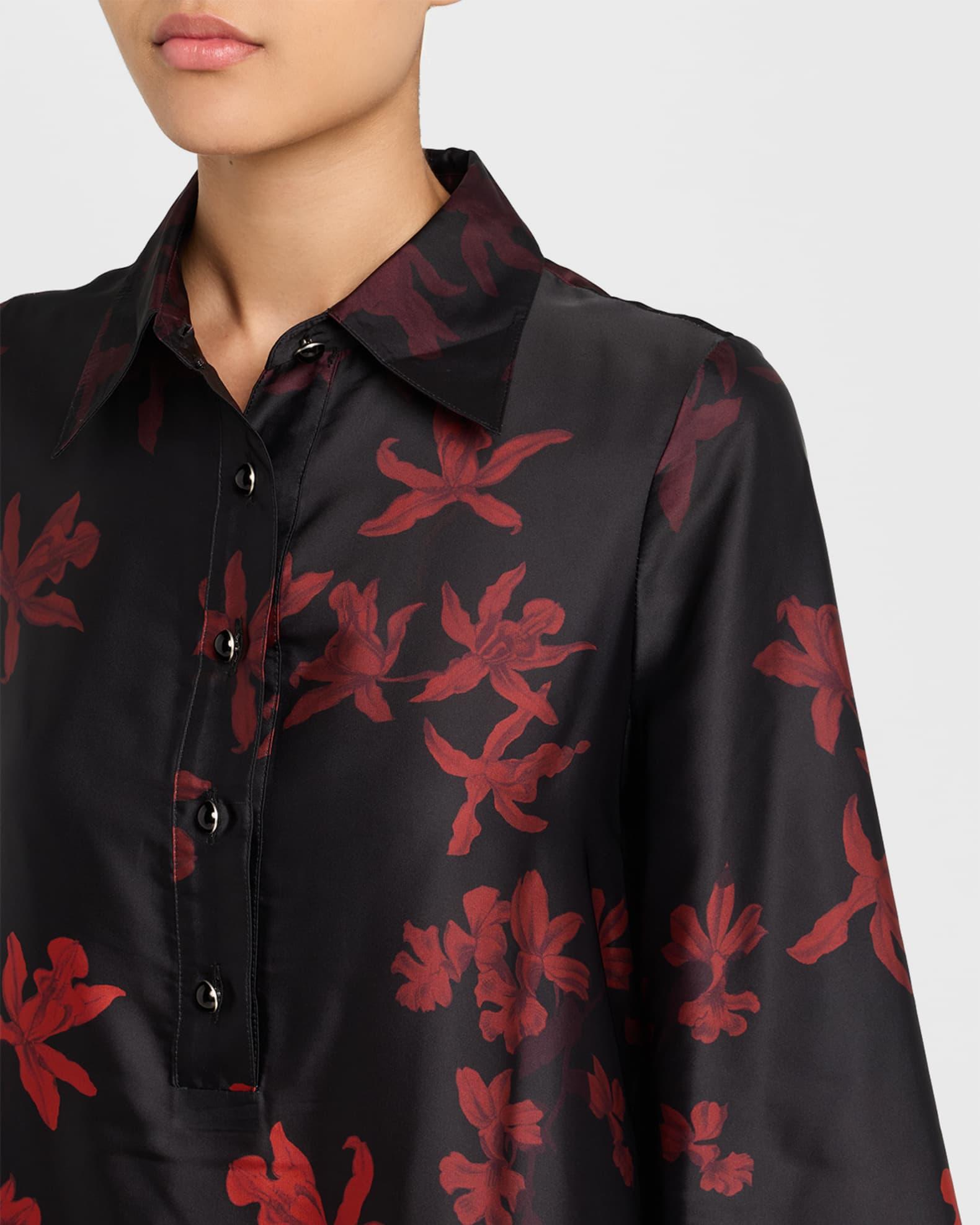 Floral Buttoned Twill Shirtdress Product Image
