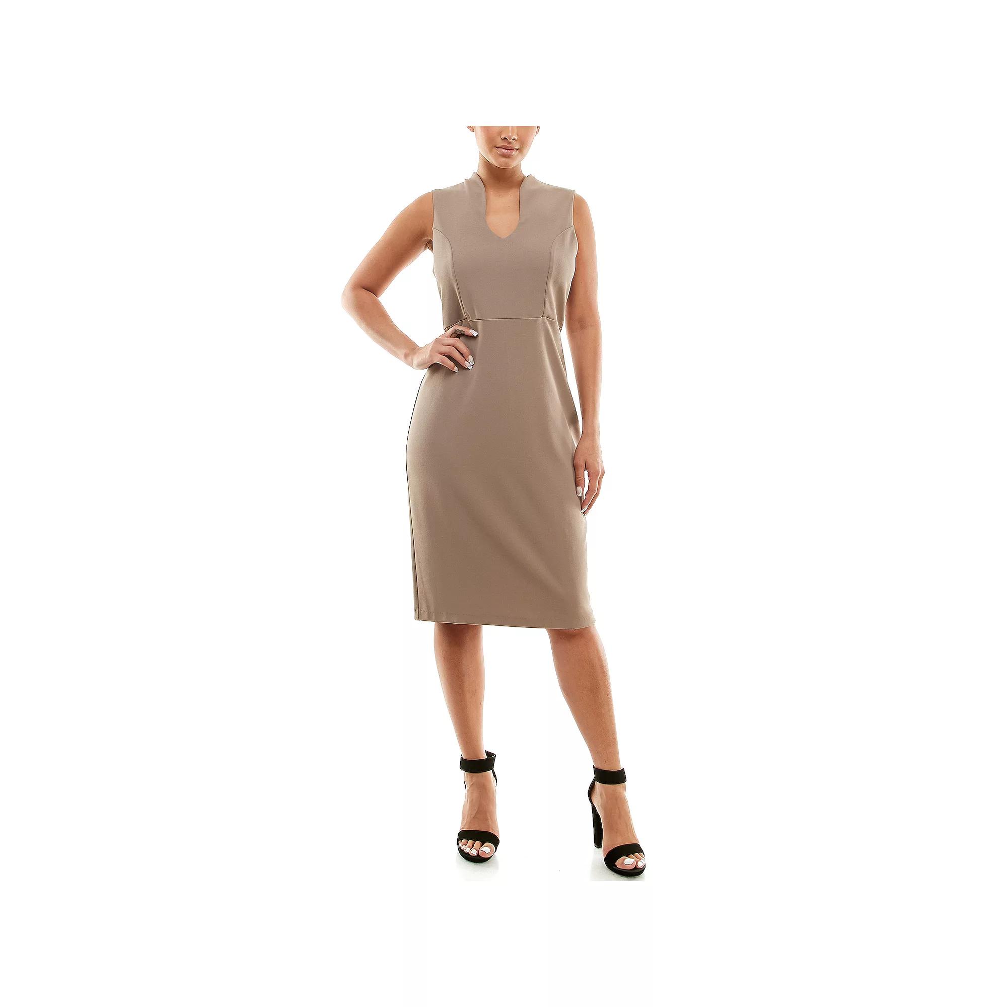 Women's Nina Leonard U-Neck Midi Sheath Dress, Size: Small, Mink Product Image