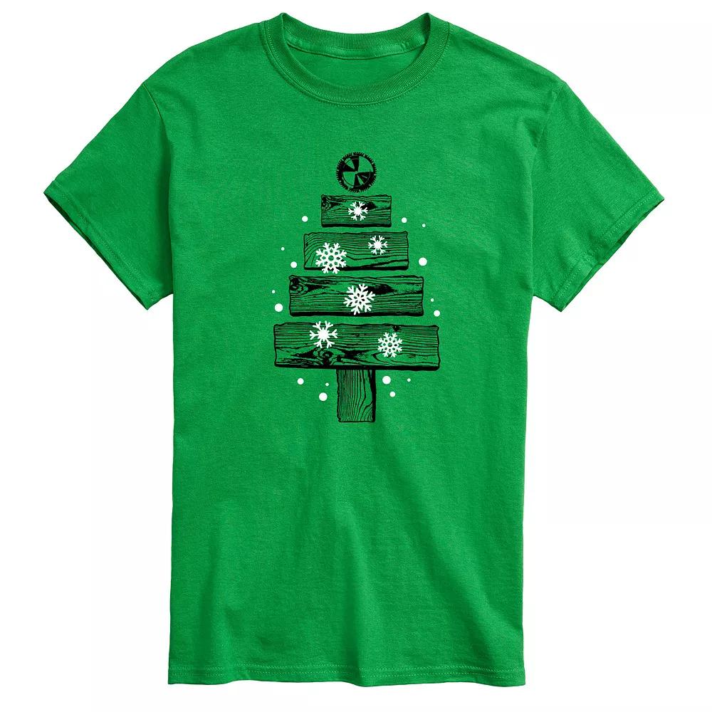 Men's Wood Planks Christmas Tree Graphic Tee,  Product Image