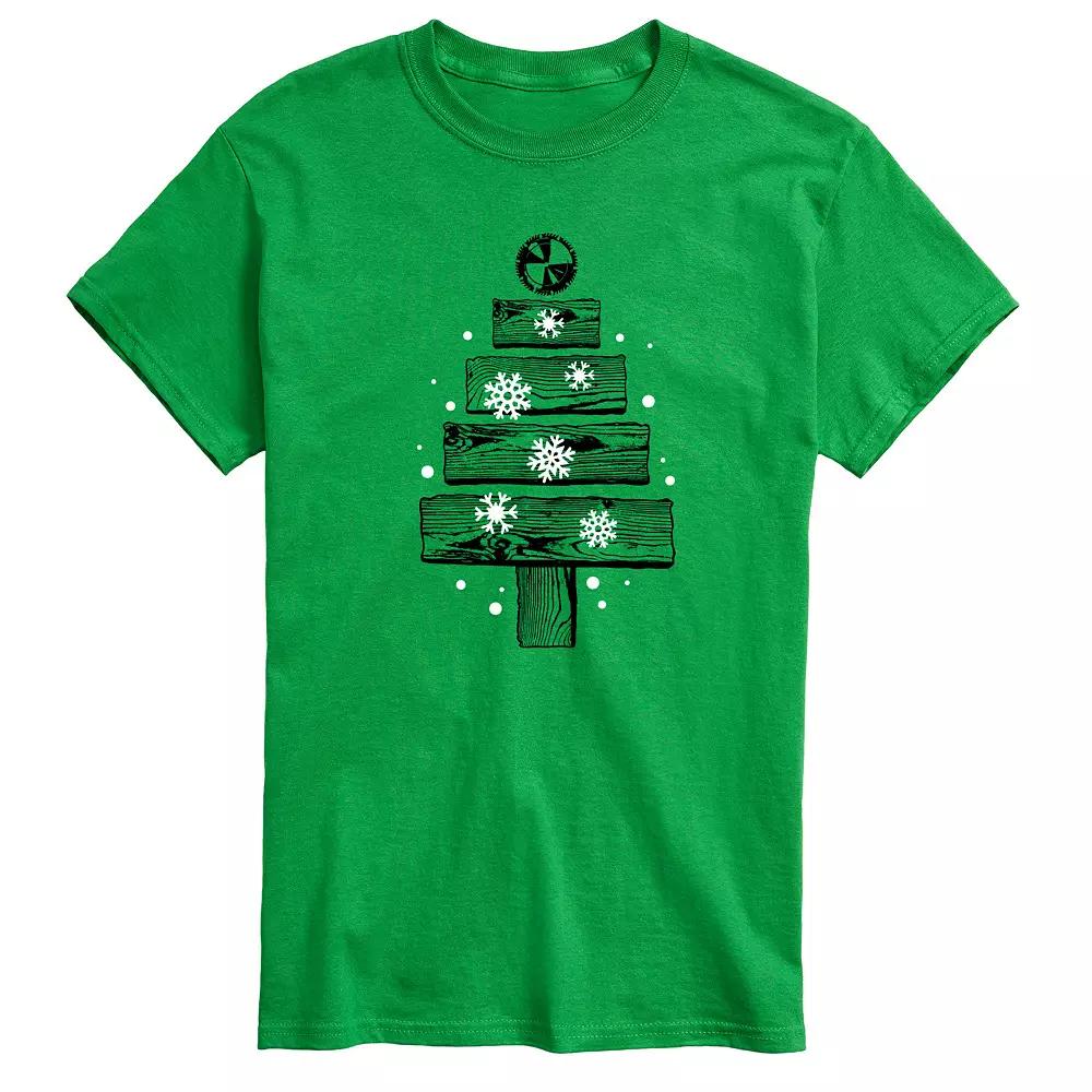 Men's Wood Planks Christmas Tree Graphic Tee,  Product Image