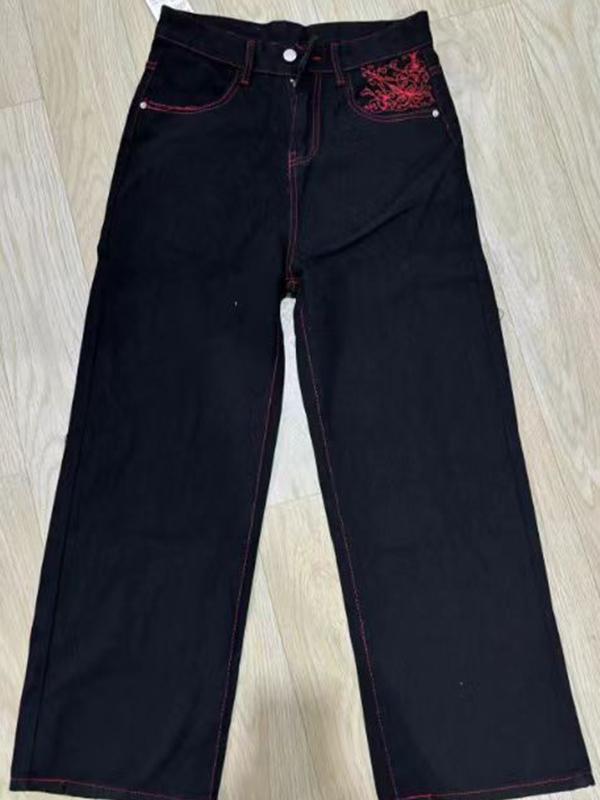 Vintage Embroidery Boyfriend Jeans Product Image