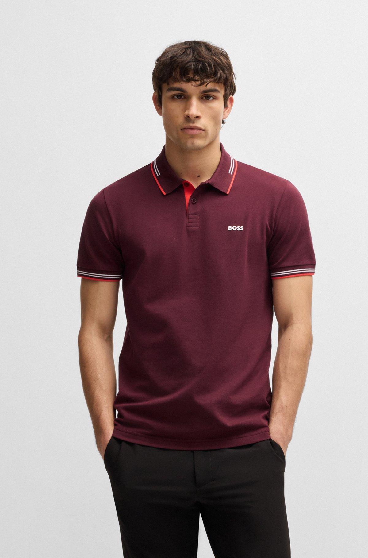 Stretch-cotton slim-fit polo shirt with branding Product Image