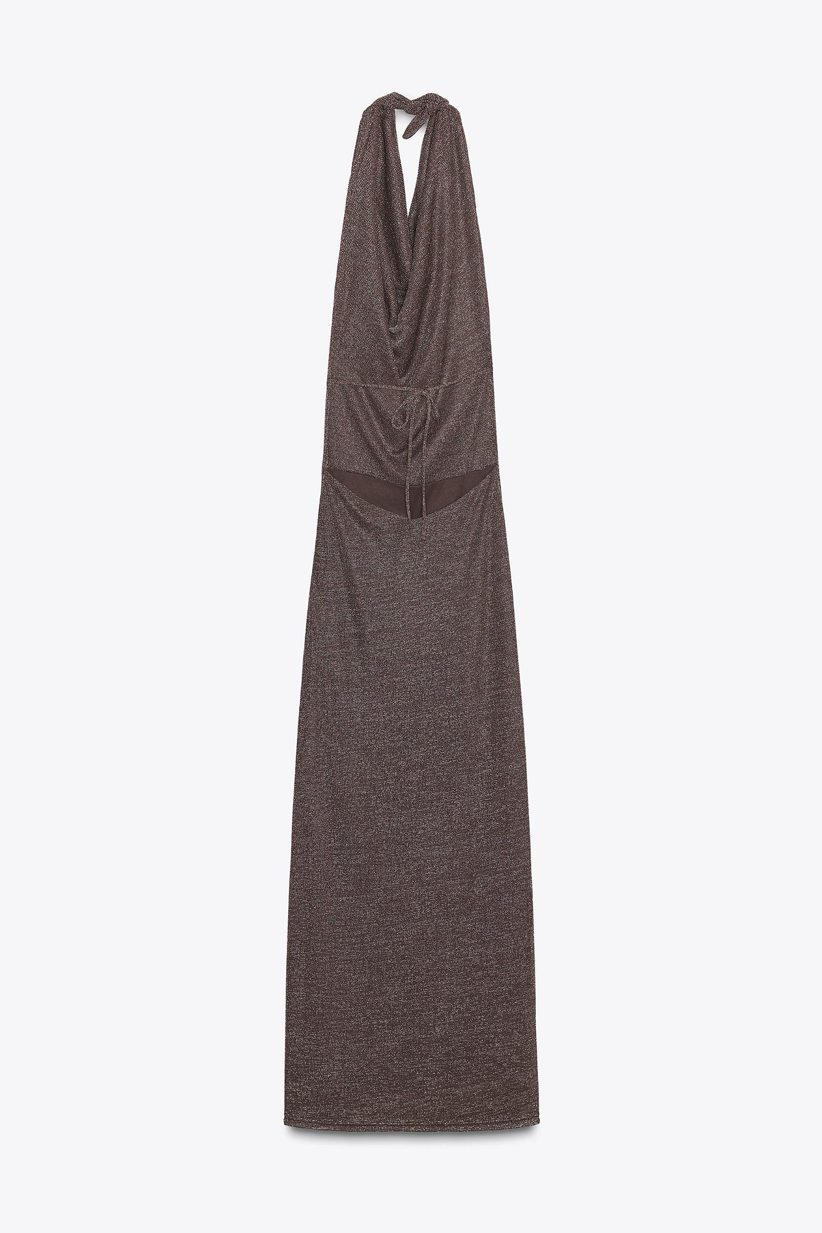 METALLIC THREAD OPEN BACK LONG DRESS Product Image