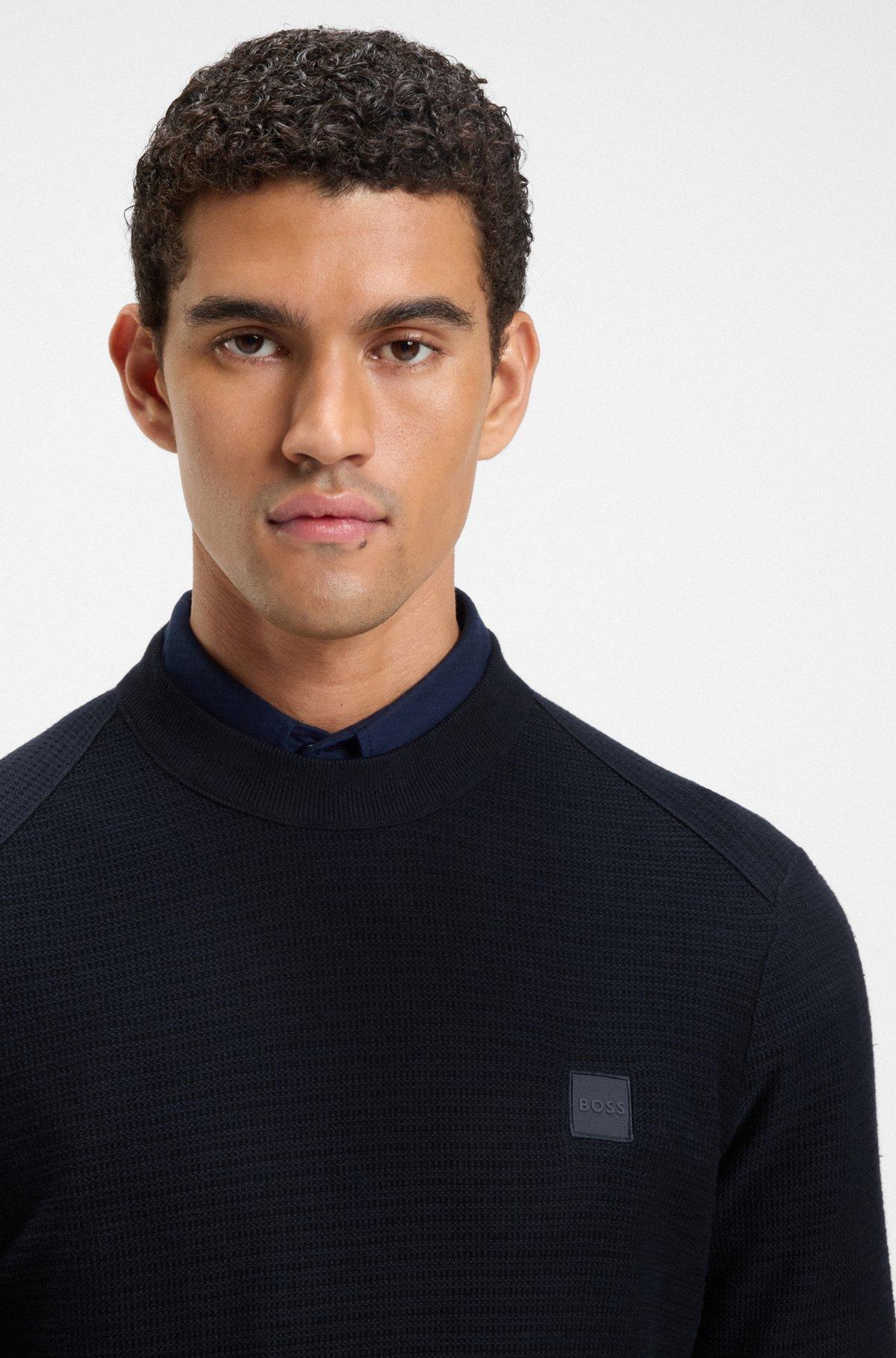 Cotton-cashmere sweater with logo patch Product Image