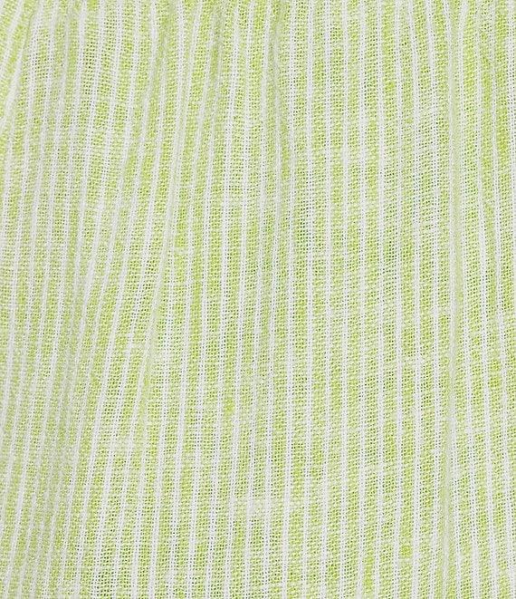 Ali Miles Petite Size Yarn-Dyed Striped Drawcord Cropped Pants Product Image