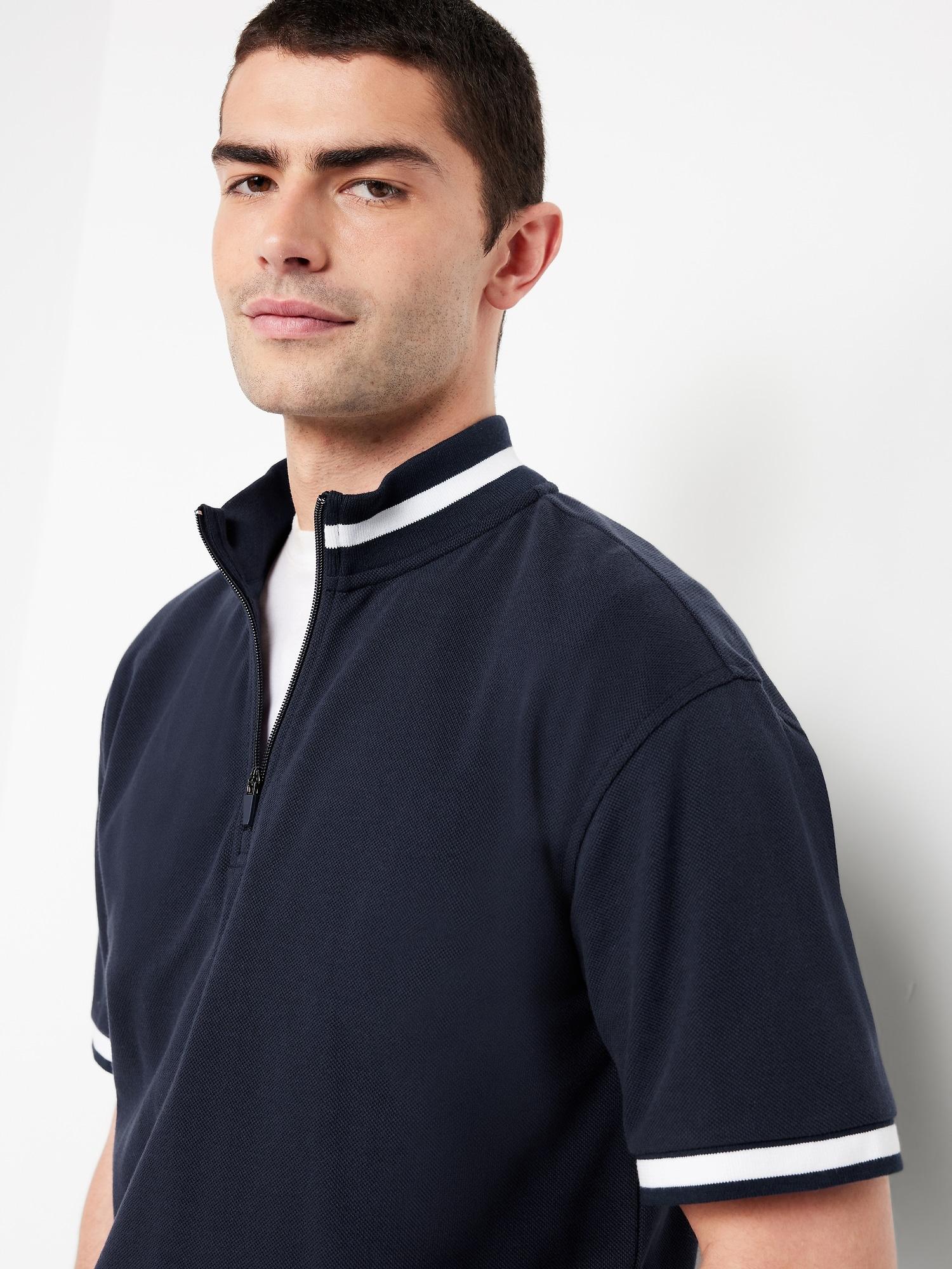 Mock-Neck Pique Quarter Zip Product Image