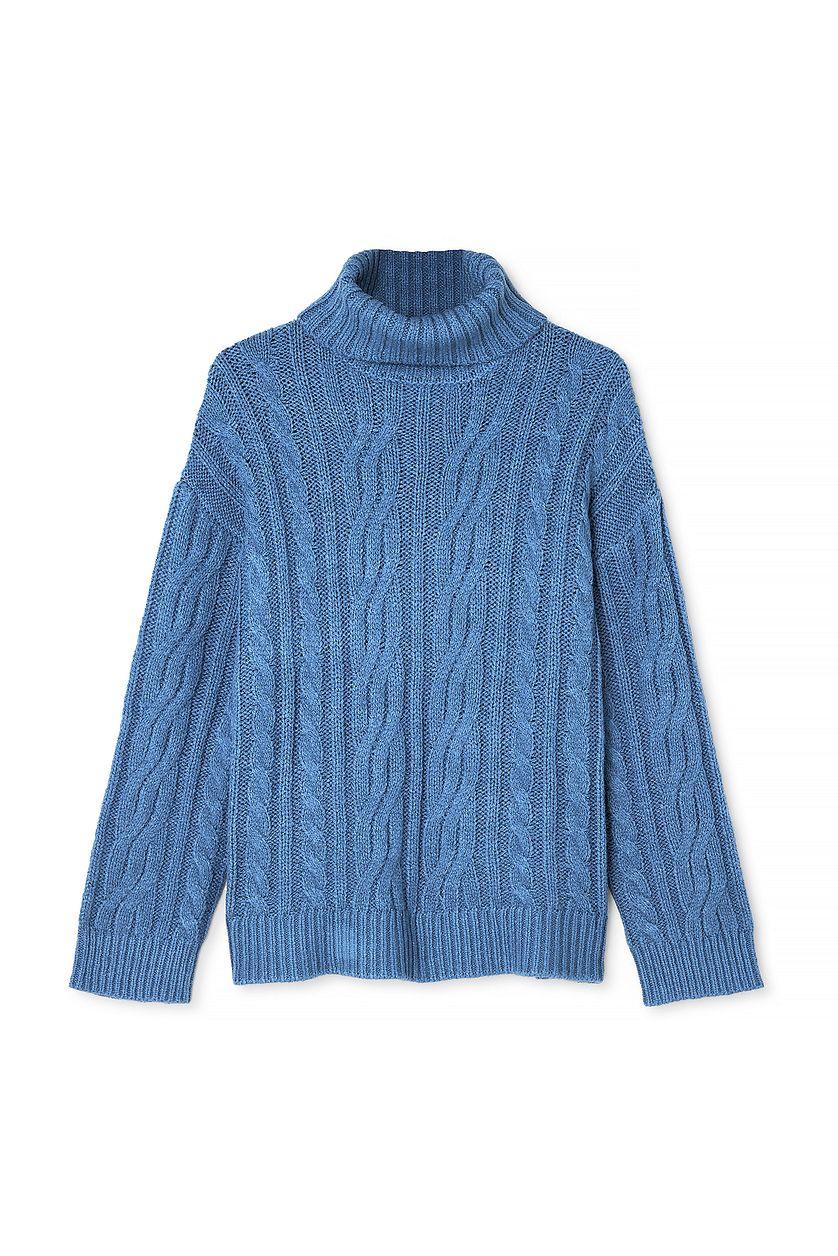 Turtleneck Knitted Cable Sweater Product Image