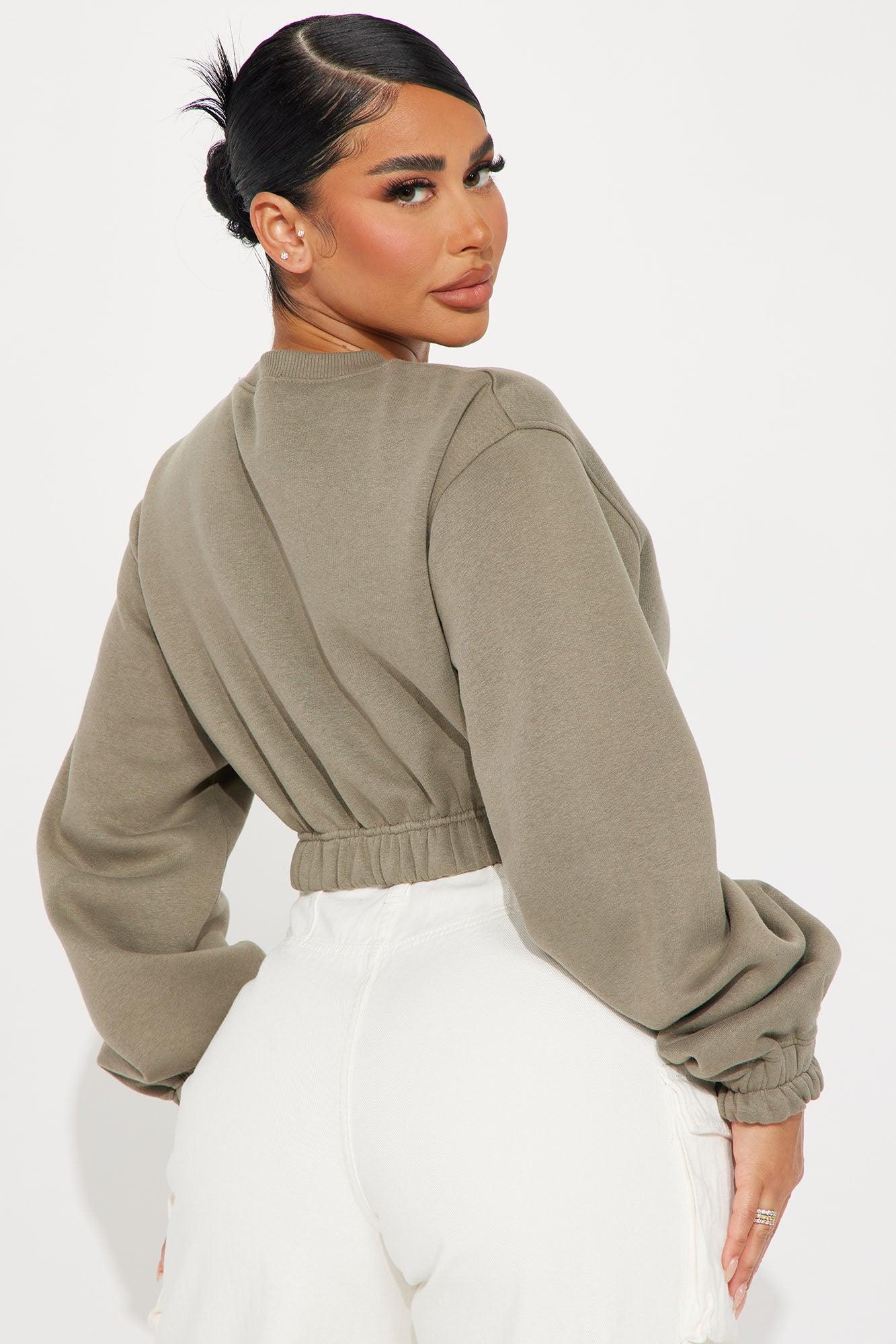 NYC Collegiate Crop Sweatshirt - Olive Product Image