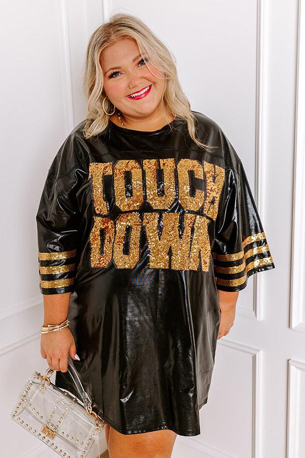 It's A Touch Down Faux Leather Mini Dress in Black Curves Product Image