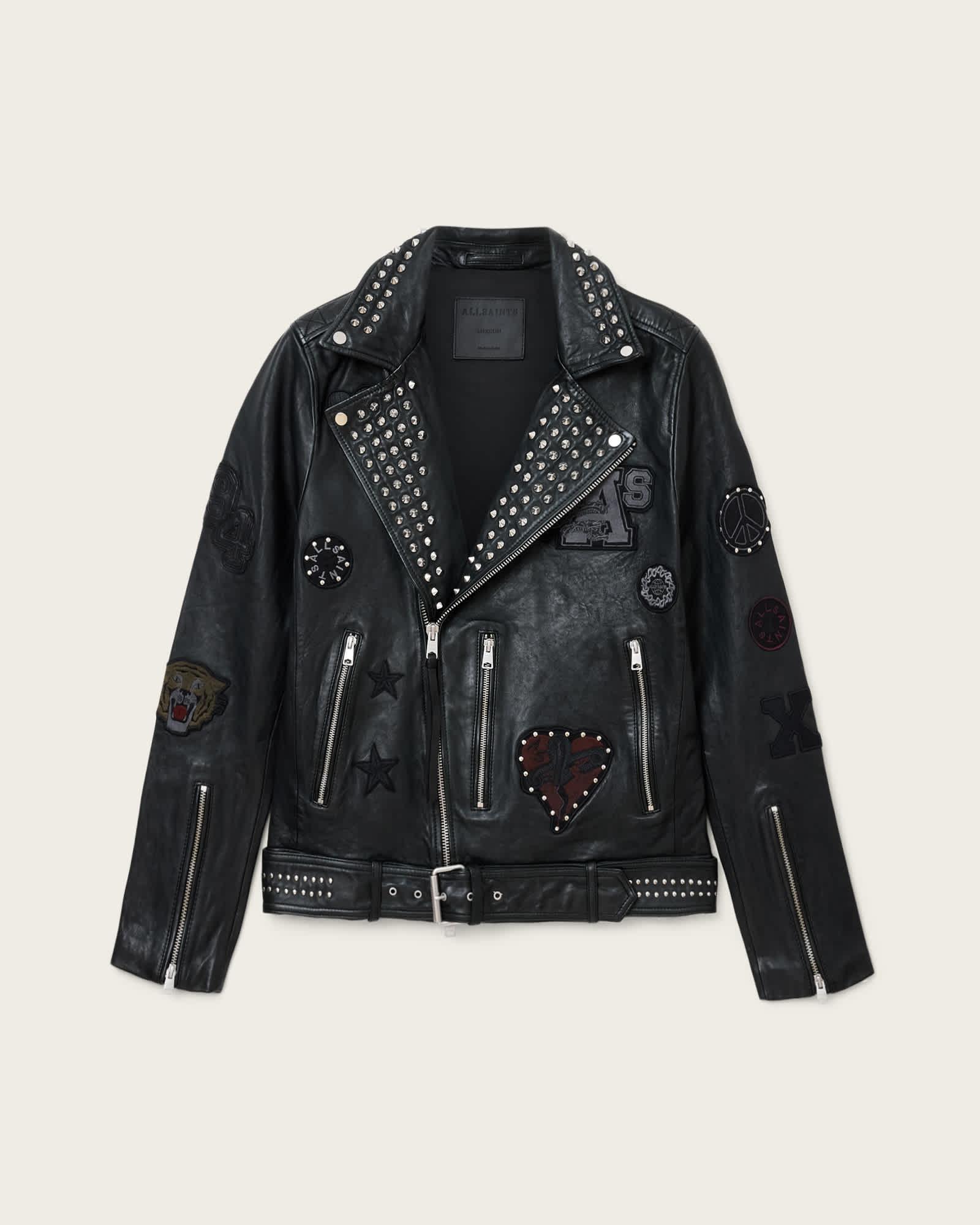 Cole Leather Biker Jacket Black | ALLSAINTS US Product Image