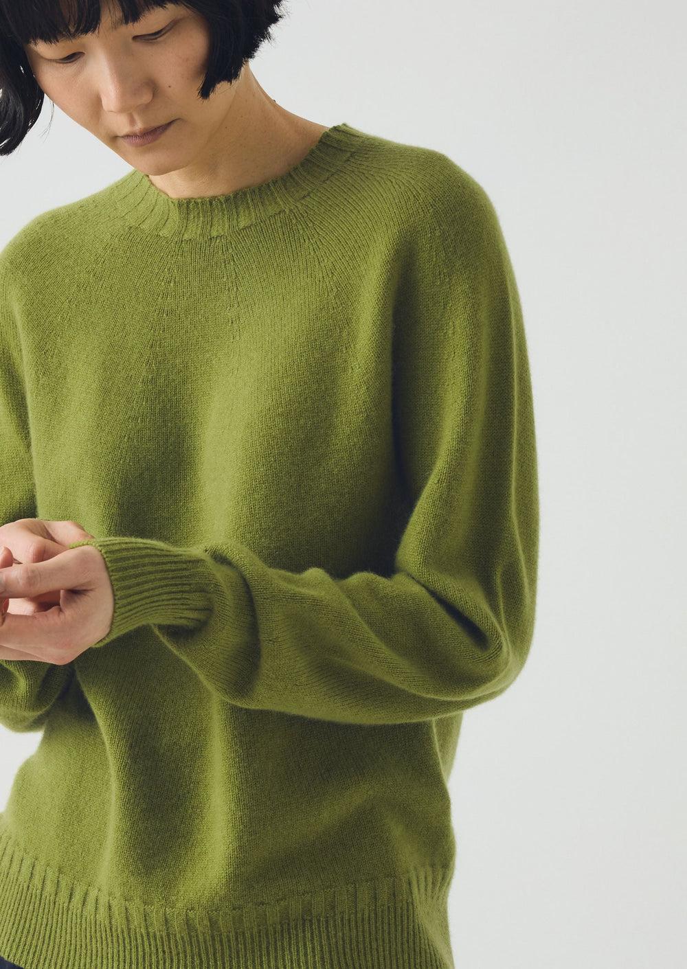 Wool Cashmere Crew Neck Sweater | Soft Green Product Image