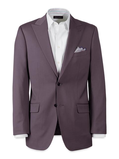 Wool Stretch Single Breasted Peak Lapel Suit Jacket - Slate Purple Product Image
