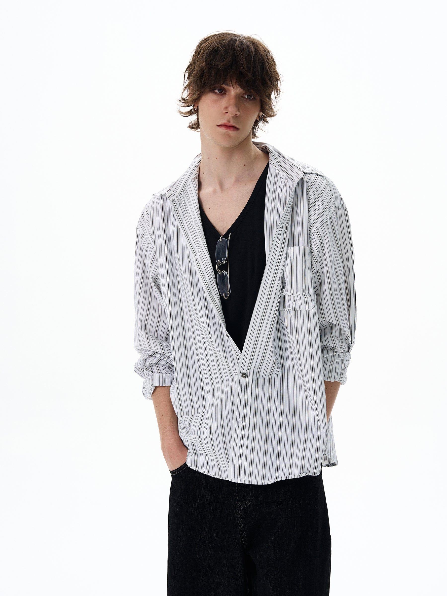 RT No. 12709 VERTICAL STRIPED COLLAR SHIRT Product Image