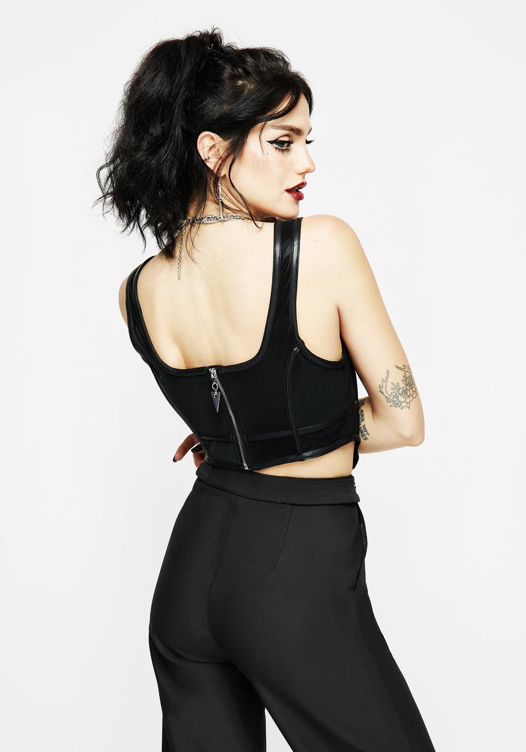 Ashen Faux Leather Zip Corset Top Product Image