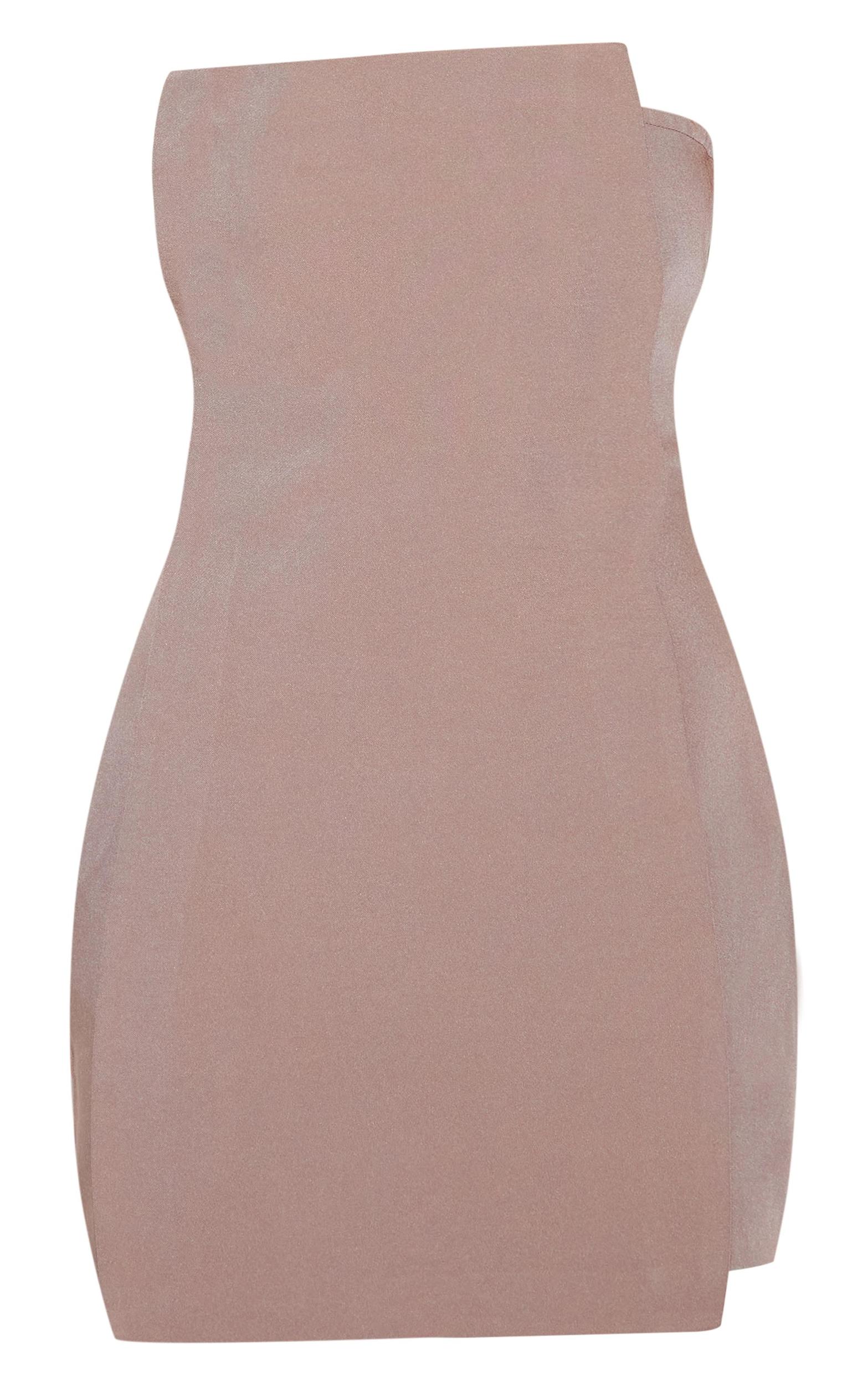  Mushroom Woven Panel Detail Bandeau Mini Dress Product Image