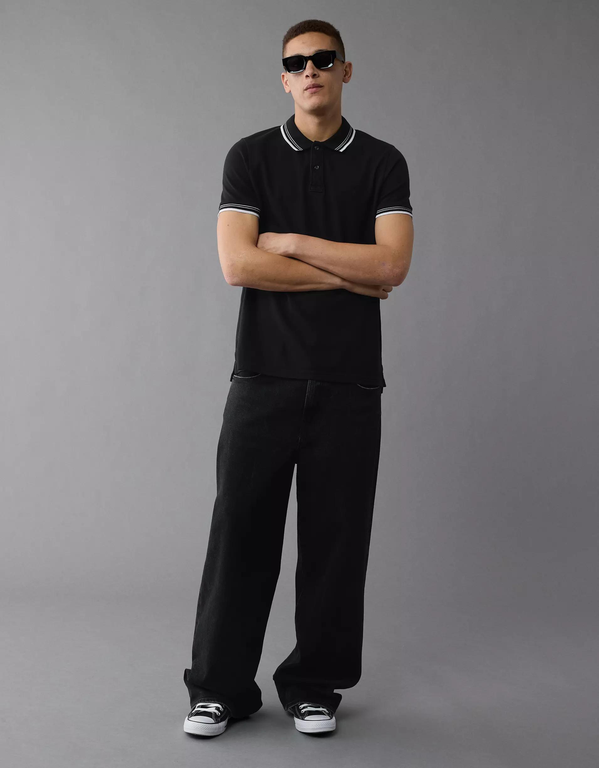 AE Lived-In Stretch Pique Slim Fit Tipped Polo Shirt Product Image